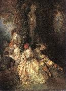 Harlequin and Columbine WATTEAU, Antoine